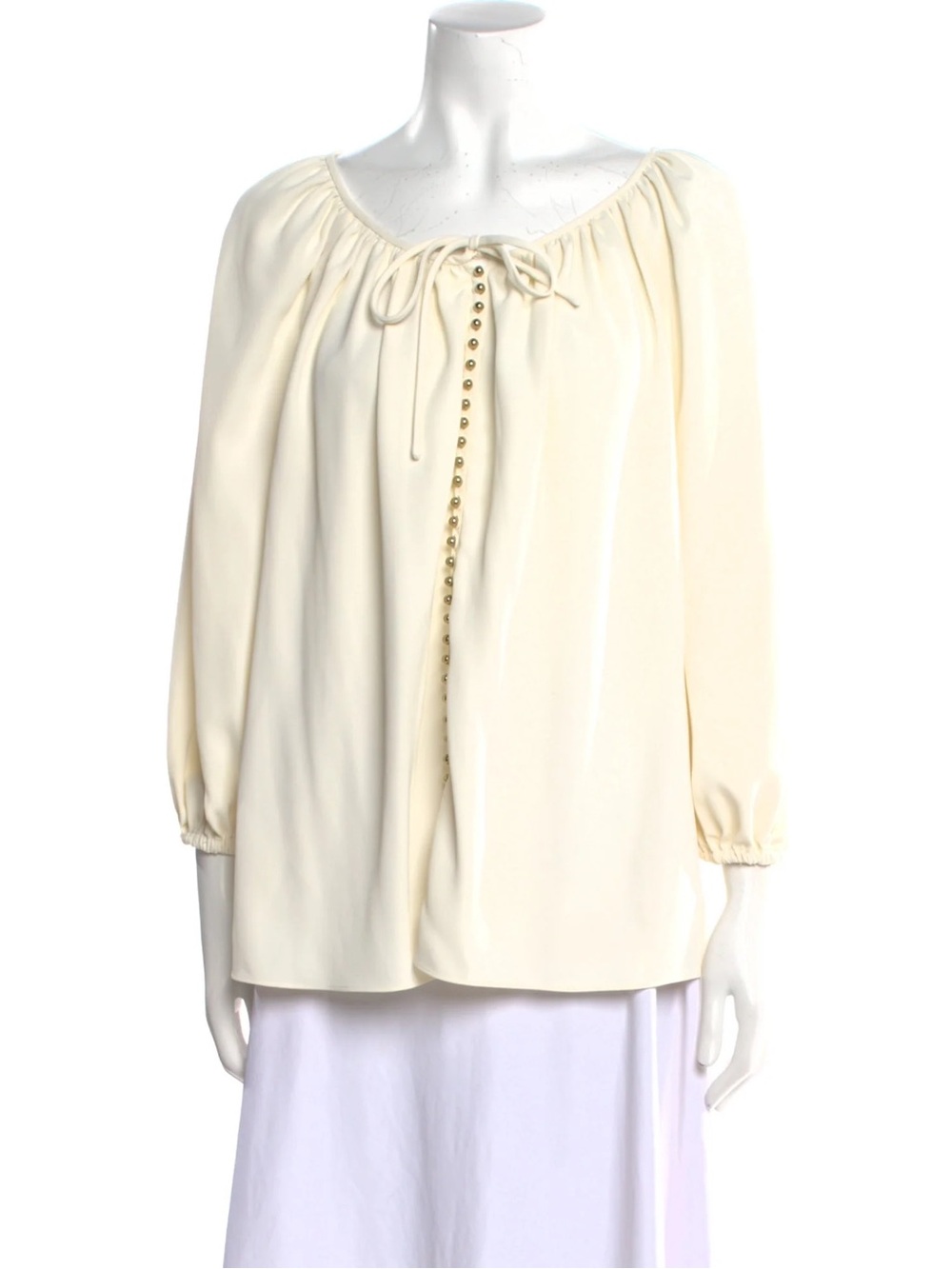 Zimmermann Ivory Peasant Blouse with Front Tie